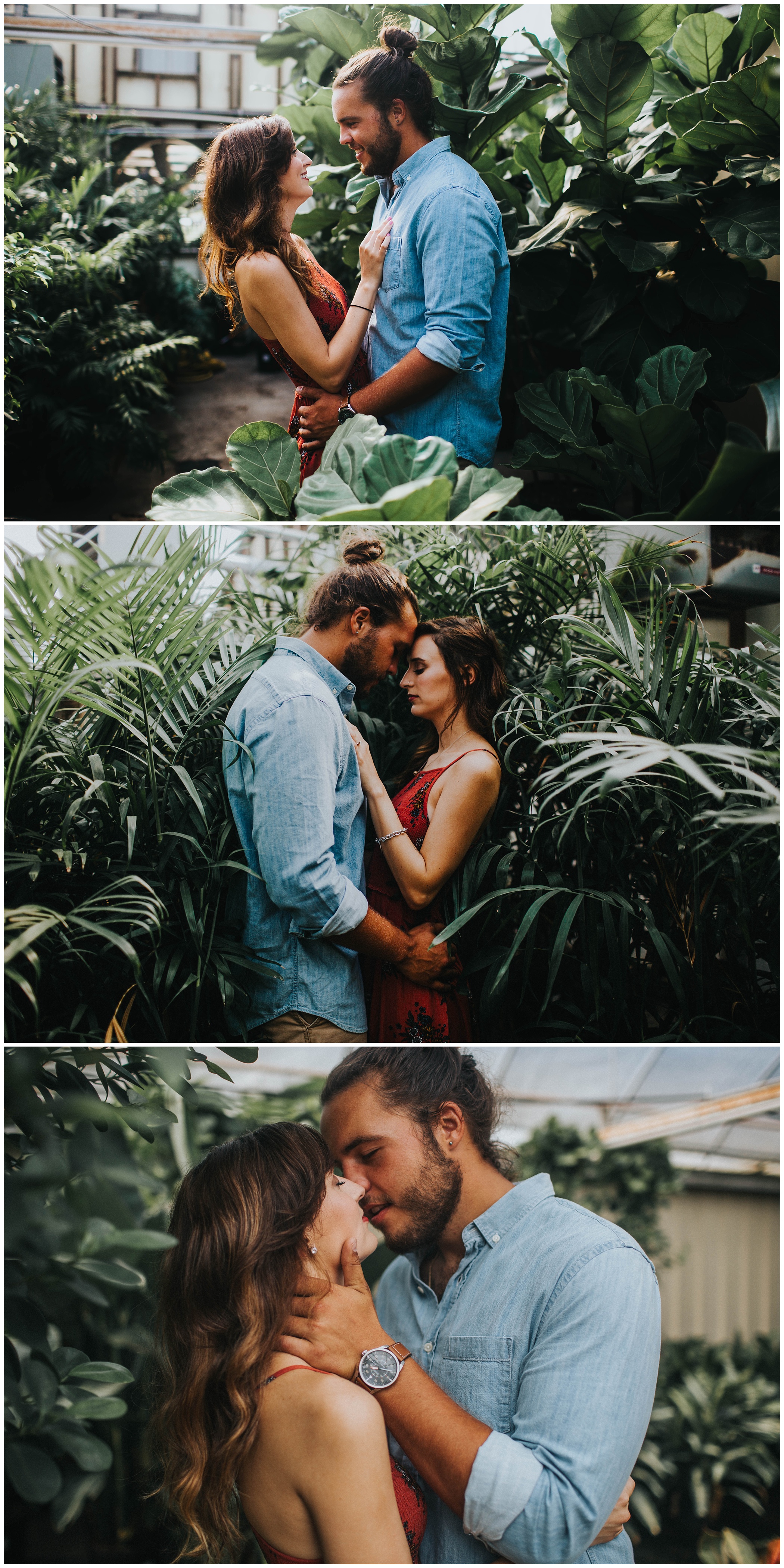 The Johnsons Northwest Arkansas Engagement Photos at a Waterfall Greenhouse and Fayetteville Farmers Market