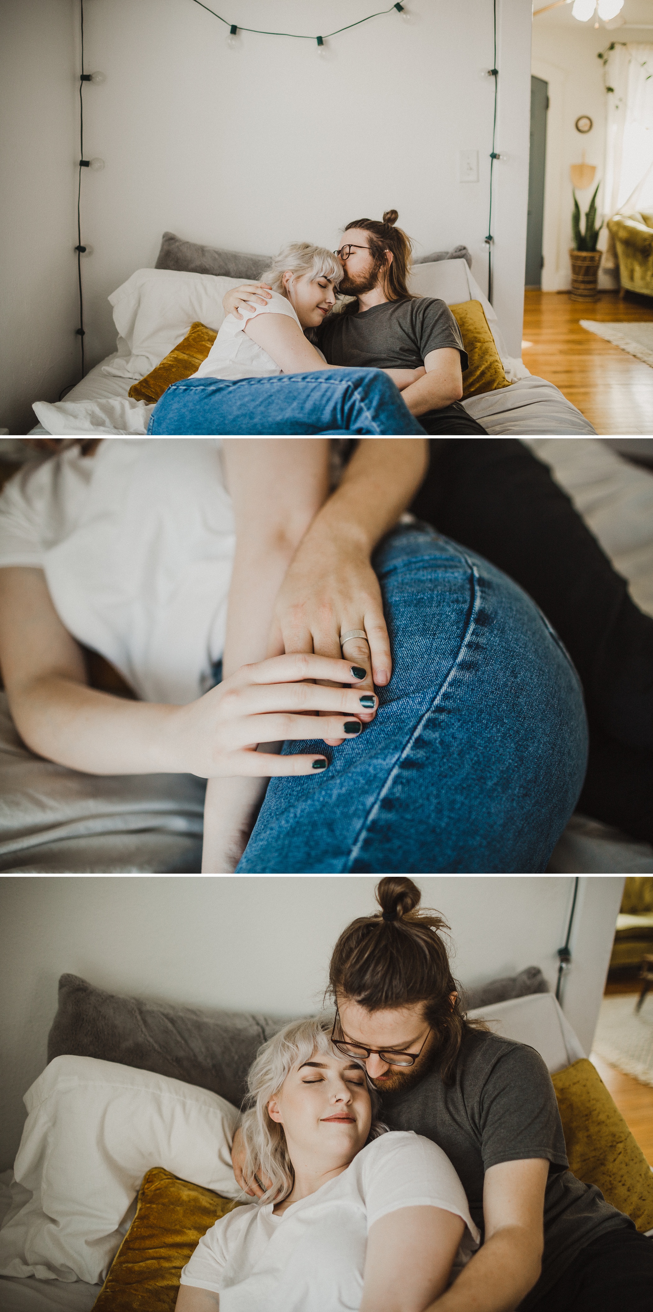 intimate in home session, in home session, mid century home, intimate in home session mid century home, in home session with cat, the johnsons, the johnsons photo. adorable mid century home, mid century home filled with thrifted finds
